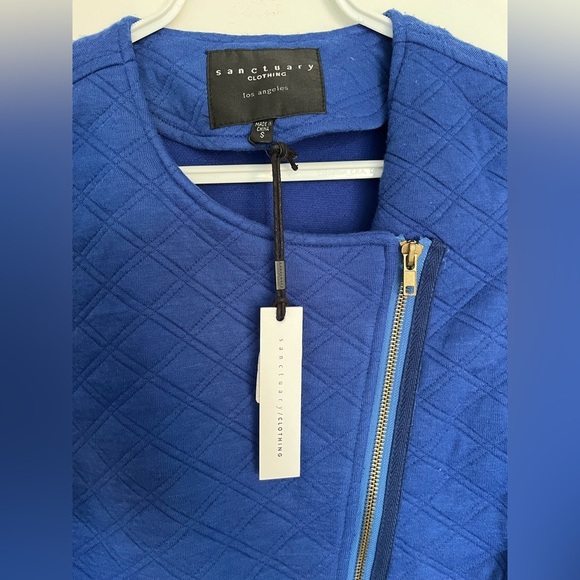 NWT Sanctuary Blue Quilted Moto Vest Asymmetrical Zip Size S - Picture 3 of 8